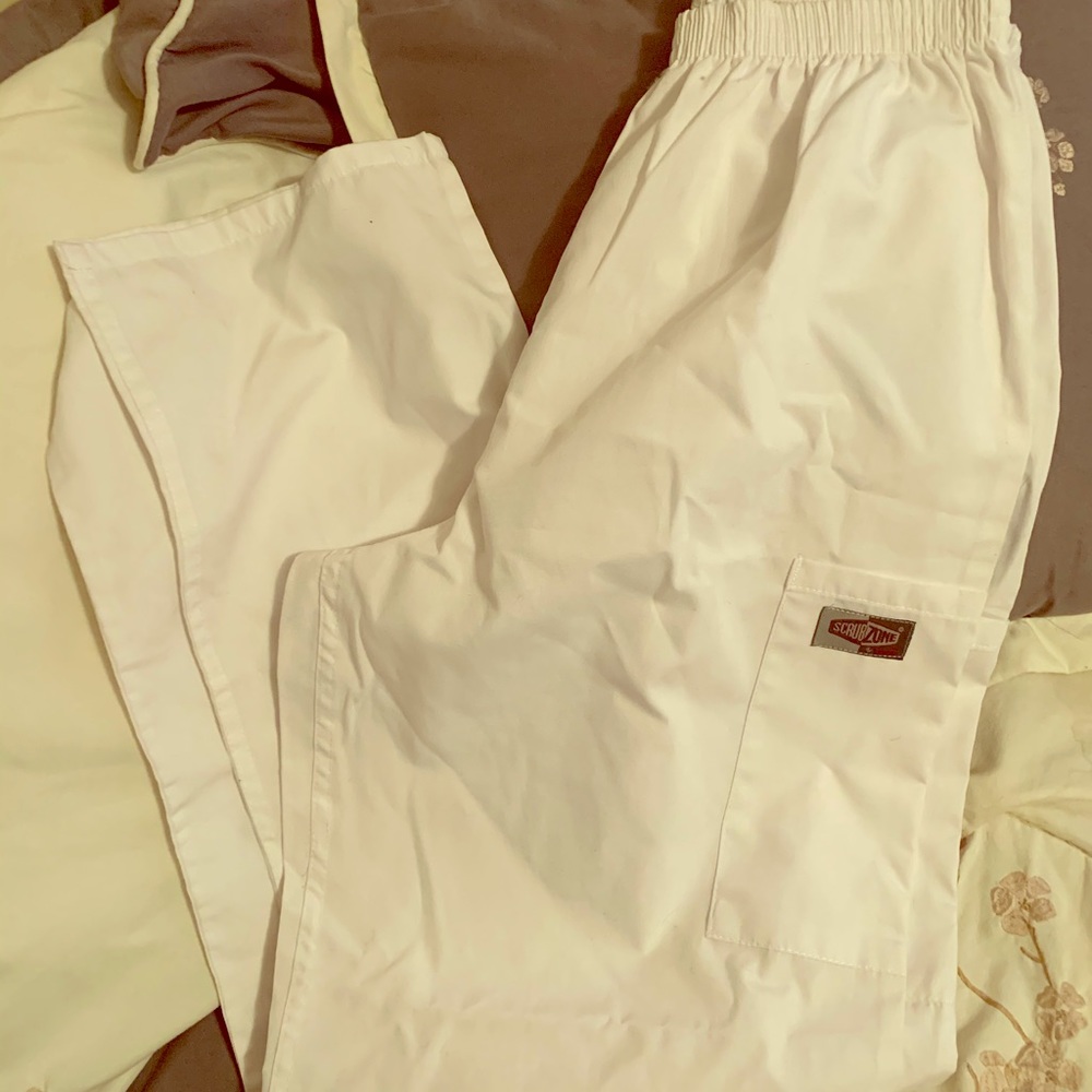 White scrub pants